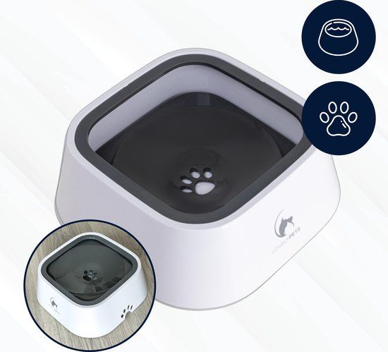 Lovely Pets Anti-Knoei Drinkbak voor Honden - 1.5 L - Grijs