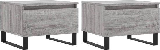 vidaXL Salontafels - 2 stuks - Bewerkt Hout - Grijs Sonoma Eiken - 50x46x35 cm