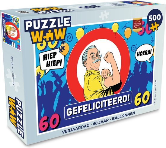 MuchoWow Puzzel Verjaardag - 60 Jaar - Ballonnen - Legpuzzel - Puzzel 500 stukjes