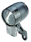 Prophete Led-koplamp, 100 lux, aluminium, parkeerlicht en automatische sensor, afneembare reflector, voor fiets en e-bike, zwart, incl. flexibele houder