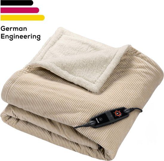 Beurer Elektrische Deken Premium - Warmtedeken - 1 persoons 180x130cm - BSS (Beurer Safety System) - Corduroy - Beige