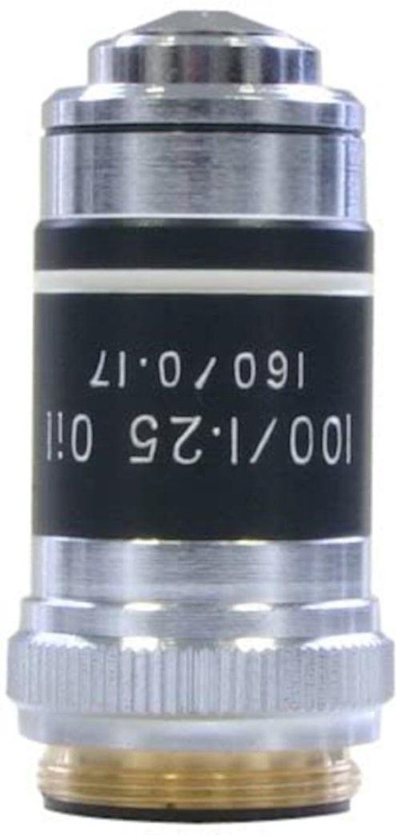Bresser objectief DIN 100x Oill microscoop 4,5 cm staal zilver