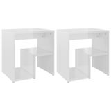 VidaXL Nachtkastjes 2 stuks 40x30x40 cm bewerkt hout hoogglans wit