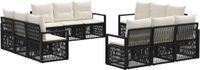 vidaXL Tuinbank - Set - 12 zitplekken - Zwart - Polyrattan