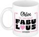 Bellatio Decorations Naam mok Chloe - wit - Fabulous - keramiek - 300 ml - cadeau collega beker - cadeau