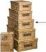 5five Opbergdoos/box - 4x - houtkleur - L40 x B26.5 x H14 cm - Stevig karton - Woodybox