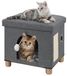 Maison pour chat - Cachette pliable - 37,5 x 32,5 x 36 cm - Gris - Avec griffoir et balle de jeu