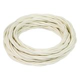 FANTON Elektrische textielkabel, ivoorkleur, zijde, 50 m, 3G1,5, met stof in vintage-stijl, retrostijl, voor kroonluchters en wandlampen 93928-50