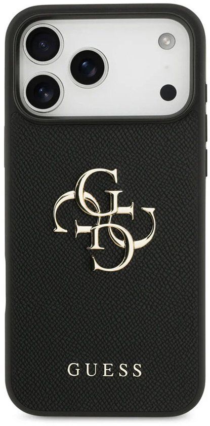 Guess Big 4G Logo Backcover Grained voor de Apple iPhone 17 Pro Max - Zwart
