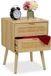 Relaxdays nachtkastje, 2 lades met rotan look, houtlook, 55x40x41,5 cm, slaapkamer, bijzetkastje, woonkamer, natuur
