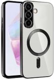 Techsuit Hoesje geschikt voor Samsung Galaxy A36/A56 - Luxury Crystal Back Cover - Geschikt voor MagSafe - Transparant/Zwart