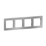 LEGRAND, SEANO+ 4-voudig frame met echt materiaaloppervlak, halogeenvrij thermoplast, duurzame productie en verpakking, kleur: geborsteld staal, 765394