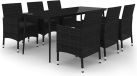 vidaXL 7-delige Tuinset met kussens poly rattan en glas