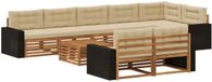 vidaXL Acacia Hout Hoek Loungeset Naturel et Beige 4 Places