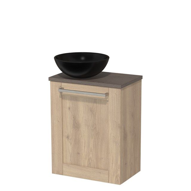 Maxaro Toiletmeubel met Waskom Keramiek Modulo Lichtbruin Eiken Kader 41 cm Donkerbruin Eiken Blad