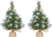 Mica Decorations Kunstkerstboom - 3x - nepsneeuw - 10 LED lampjes en sneeuw - H45 cm - Mini kerstboompjes