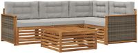 vidaXL Hoek loungeset 5-delig Naturel en lichtgrijs Acacia hout