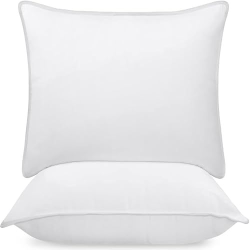Utopia Bedding Premie Kussen (Set van 2), 80 x 80 cm Beddenkussens, Zachte Stof met Holle Vezelvulling (Wit)