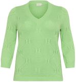 KAFFE Curve KAFFE Vrouwentrui Carlie Lange Mouw V-hals Wol Groen M