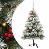 vidaXL Kunstkerstboom Groen en Wit 150 cm PVC en Metaal en Plastic