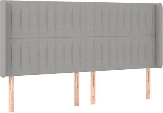 vidaXL Hoofdbord met randen 203x16x118/128 cm stof lichtgrijs