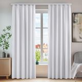 Deconovo Set van 2 ondoorzichtige thermische gordijnen met plooiband, geluidsbescherming, 290 x 140 cm (hoogte x breedte), zilvergrijs