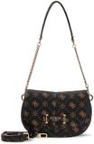 GUESS Carrie Logo Flap Shoulder Bag Espresso Logo donkerbruin