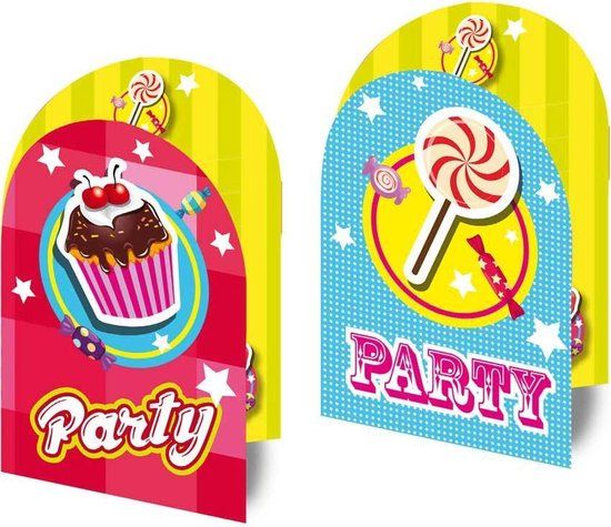 Have a Sweet Birthday Invitations - 8 Pieces - Multicolored - 10 x 15 cm