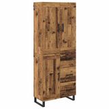 vidaXL Highboard Eikenhout 69,5 x 34 x 180 cm Bewerkt hout en glas