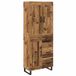 vidaXL Highboard Eikenhout 69,5 x 34 x 180 cm Bewerkt hout en glas