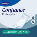 Confiance Rectangular - Rechte luiers voor mannen en vrouwen – absorptieniveau = 5 druppels (zwakke urine) – doorvoerbaar – 15 x 60 cm – 28 eenheden
