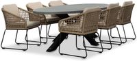 BUITEN living Stockholm/Tulum Sahara Dust dining tuinset 7-delig | betonlook + touw | 240cm ovaal | 6 personen