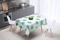 Bonamaison Tafelkleed, Anti-Mold, Sneldrogend, Waterdicht, 100% Polyester Tafellaken, Petroleum Groen, Wit, 140 x 140 Cm