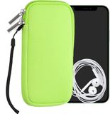 kwmobile telefoontasje universeel voor XXL - 7" smartphones - 17,7 x 8,5 cm - Hoesje met rits en polslusje - In neon groen