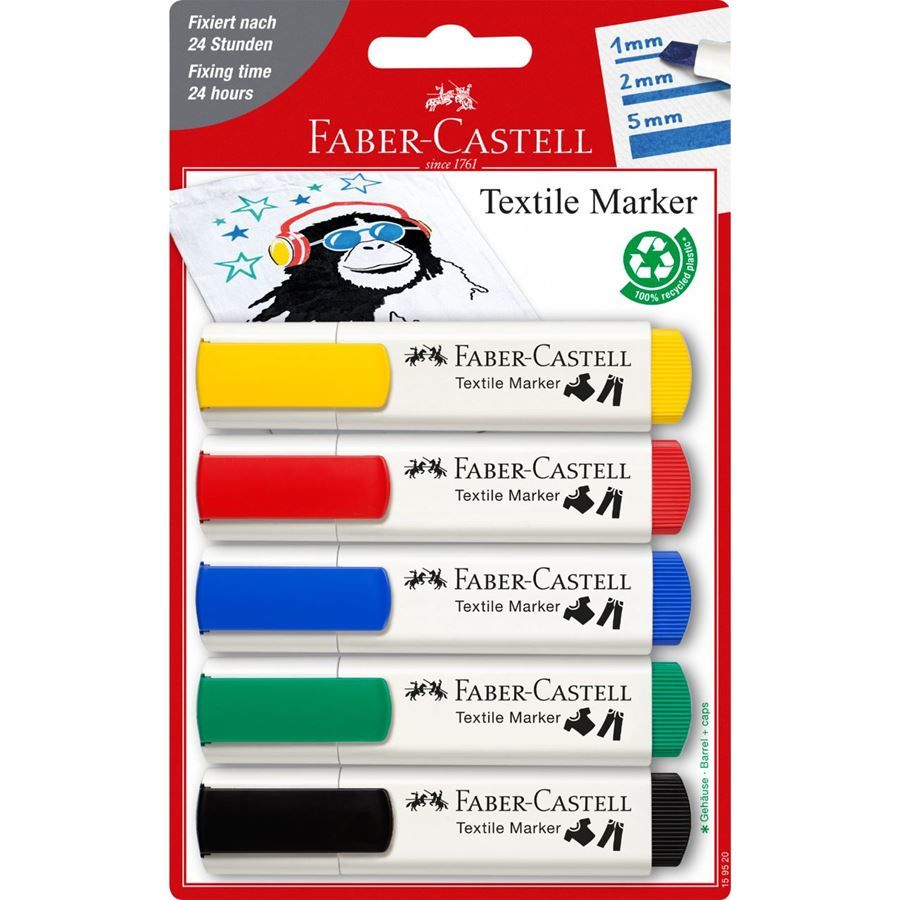 Faber-Castell Textielmarker Set - 5 Assorted Colors