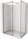 Mexen Kioto-F paroi de douche Walk-in avec cadre 135 x 100 cm, transparent 8 mm, or rose