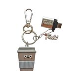 FUNFUL 2-in-1 sleutelhanger + grappige USB-stick met originele USB C-adapter 32 GB koffie voor goede beslissingen