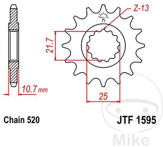 Jt Sprockets 520 Jtf1595.16 Steel Voortandwiel Zilver 16t