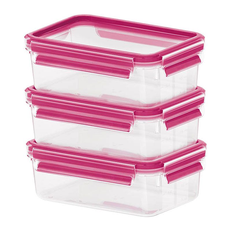 Emsa Clip & Close - 3-delige set - 0.55L - Roze/Transparant