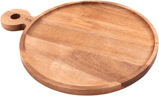 Point-Virgule Serveerplank Acaciahout Rond met Handvat - Hamburgerplank - 25cm
