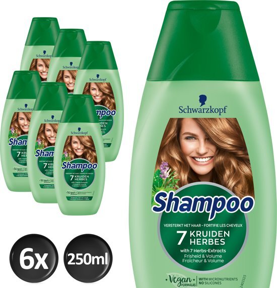 Schwarzkopf Shampoo 7 Kruiden 250 ml - 6 stuks - Voordeelverpakking