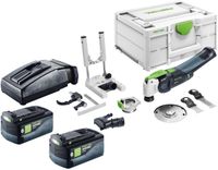 Festool OSC 18 E-Basic-set accu-oscillator 18 V Starlock Max Brushless + 2x accu 5,0 Ah + oplader + 7-delige accessoire-set + Systainer