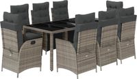 vidaXL 9-delige tuinset met kussens, polyrattan, grijs