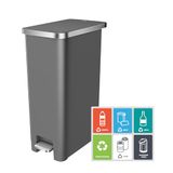 EKO Hana 45L Keuken Pedaalemmer, Step Prullenbak met ingebouwde wielen voor keuken en huishoudelijk gebruik (grijs)