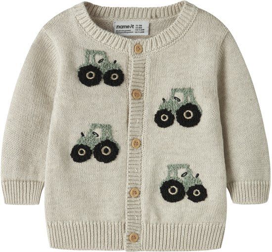NAME IT NBMLONDON LS KNIT CARD Baby Cardigans Maat 80 Katoen Peyote Melange