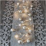 EMOS LED-kerstslinger, zilveren bolletjes met sterren, 1,9 m, warm wit
