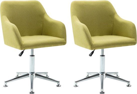 vidaXL Eetkamerstoelen draaibaar 2 stuks stof groen