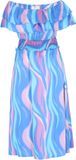 IZIA Off Shoulder Striped Long Sleeve Dress Blue