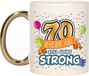 Bellatio Decorations Verjaardag cadeau mok 70 jaar - goud - veteranen team - 300 ml - keramiek