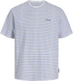 JACK&JONES Jongens T-shirt met korte mouw en ronde hals - Gestreept - Katoen/Polyester - Maat 140 - Casual - Bright White